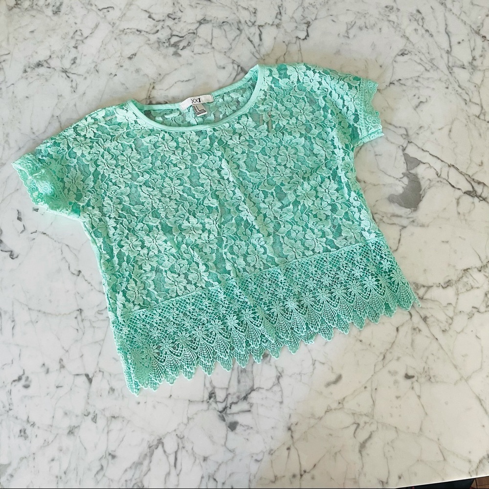 NEW Mint Green Lace Square Top